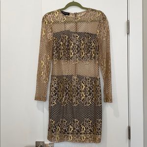 Parisian long sleeve lace see through dress NWT